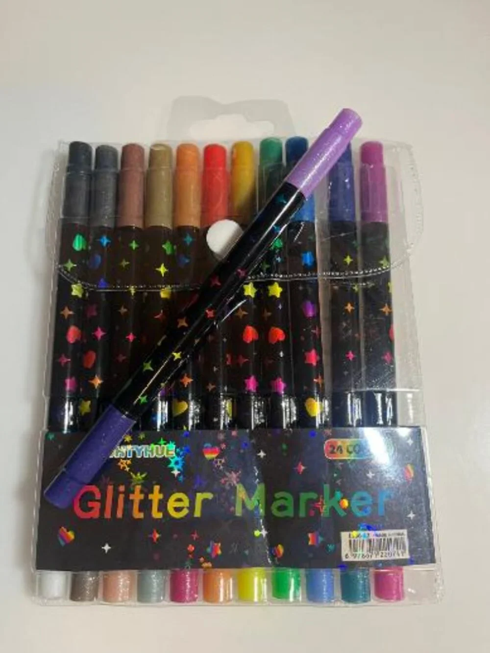 COLOR-5 12 Pack Double Ended Glitter Markers
